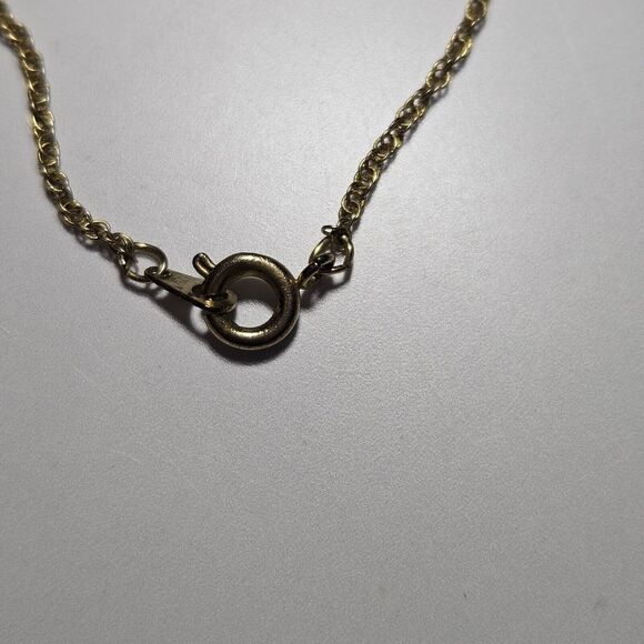 Gold Tone Clear Rhinestone Heart Shaped Pendant Necklace 19" - Picture 7 of 13